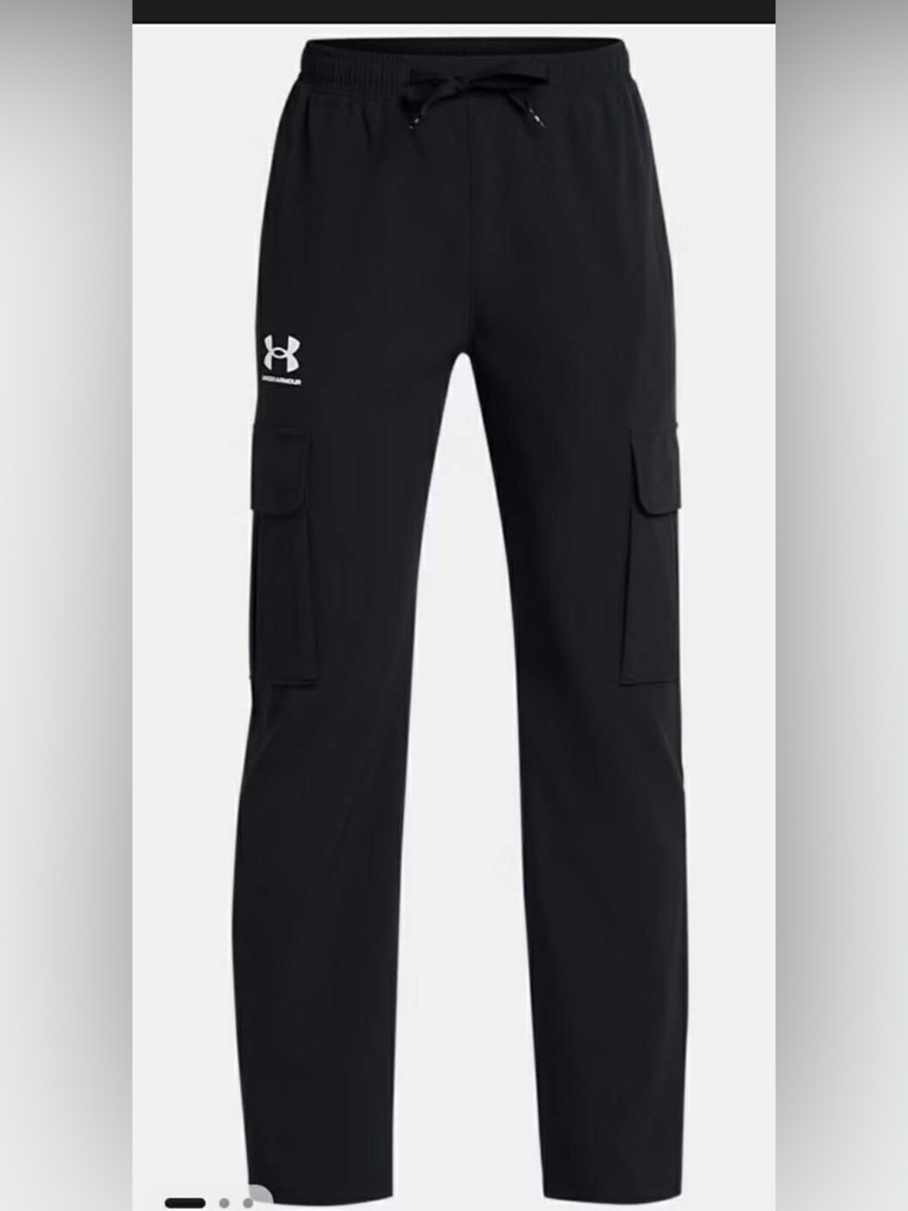 Under Armour Boys Icon Woven  Black Cargo  Pants, Size YM